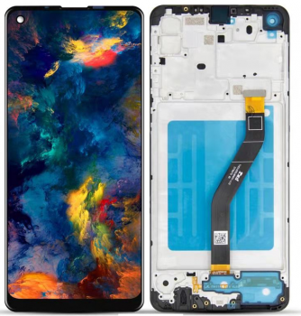 Дисплей Samsung A215 (SM-A215U) Galaxy A21 с сенсором (тачскрином) черный с рамкой Оригинал