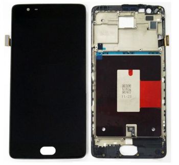 Дисплей OnePlus 3 A3000, A3003, OnePlus 3T A3010 с сенсором (тачскрином) черный с рамкой TFT