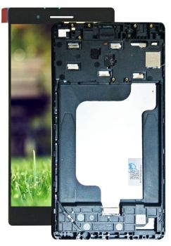 Дисплей Lenovo Tab 3 TB3-730X, TB-7304i Tab 7 с сенсором (тачскрином) черный с рамкой синего цвета Оригинал