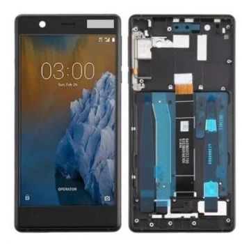 Дисплей Nokia 3 Dual Sim TA-1032, TA-1020, TA-1028, TA-1038 с сенсором (тачскрином) черный с рамкой Оригинал