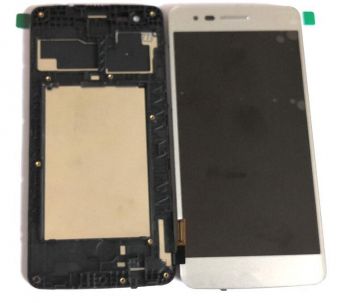 Дисплей LG M200, M200N, M210, MS210, US215 K8 2017 с сенсором (тачскрином) серебристый с рамкой Оригинал