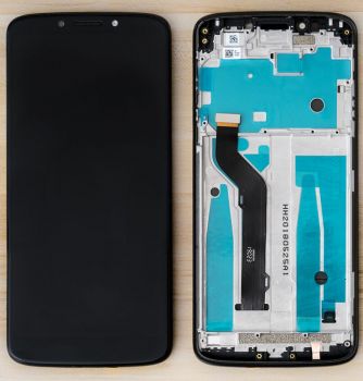 Дисплей Motorola XT1924-1, XT1924-2 Moto E5 Plus с сенсором (тачскрином) черный с рамкой