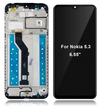 Дисплей Nokia 5.3 Dual Sim TA-1234, TA-1223, TA-1227, TA-1229 с сенсором (тачскрином) черный с рамкой Оригинал