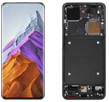 Дисплей Xiaomi Mi11 Pro M2102K1AC, Mi11 Ultra M2102K1G с сенсором (тачскрином) черный с рамкой Оригинал