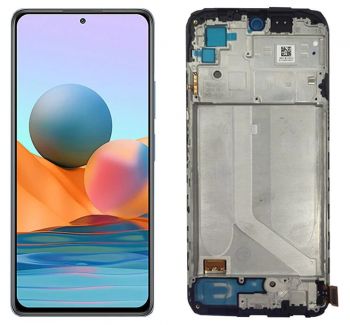 Дисплей Xiaomi Redmi Note 10 M2101K7AG, M2101K7AI. Redmi Note 10S M2101K7BG с сенсором (тачскрином) черный с рамкой OLED