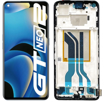 Дисплей Realme Gt Neo 2 RMX3370 с сенсором (тачскрином) черный с рамкой Оригинал