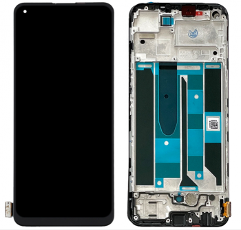 Дисплей Realme 8 RMX3085, Realme 8 Pro RMX3081 с сенсором (тачскрином) черный с рамкой OLED