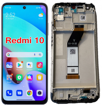 Дисплей Xiaomi Redmi 10 2021 21061119AG с сенсором (тачскрином) черный с рамкой