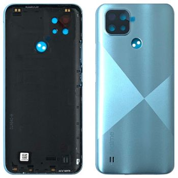 Задняя крышка корпуса Realme C21 RMX3201 голубая Оригинал