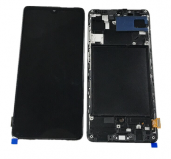 Дисплей Samsung A715 (SM-A715F, SM-A715F/DS) Galaxy A71 с сенсором (тачскрином) черный с рамкой OLED