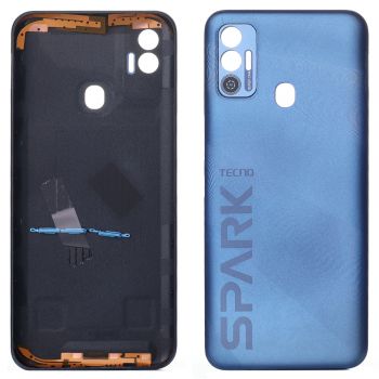 Задняя крышка корпуса Tecno Spark 7 KF6n синяя Оригинал