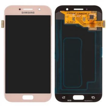 Дисплей Samsung A520 (SM-A520F, SM-A520F/DS) Galaxy A5 2017 Duos с сенсором (тачскрином) розовый OLED