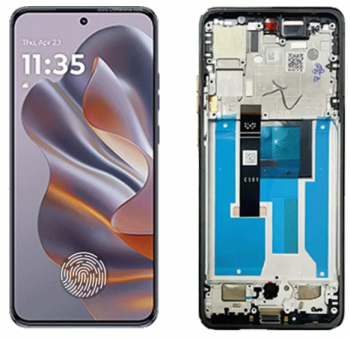 Дисплей Motorola XT2409, XT2409-01 Edge 50 Neo с сенсором (тачскрином) черный с рамкой Оригинал