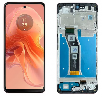 Дисплей Motorola XT2421, XT2421-2, XT2421-3 Moto G04 с сенсором (тачскрином) черный с рамкой Оригинал