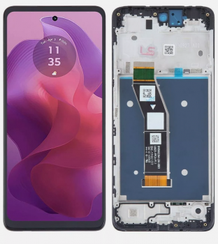 Дисплей Motorola XT2423, XT2423-1, XT2423-3 Moto G24 с сенсором (тачскрином) черный с рамой Оригинал