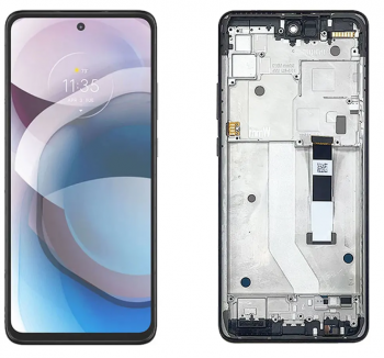 Дисплей Motorola XT2113, XT2113-3 Moto G 5G с сенсором (тачскрином) черный с рамкой Оригинал