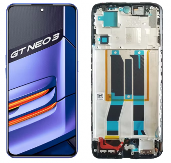 Дисплей Realme GT Neo 3 RMX3563, RMX3562, RMX3561, RMX3560 с сенсором (тачскрином) черный с рамкой Оригинал