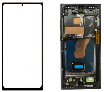 Дисплей Samsung S918 (SM-S918B, SM-S918B/DS) Galaxy S23 Ultra с сенсором (тачскрином) черный с рамкой OLED