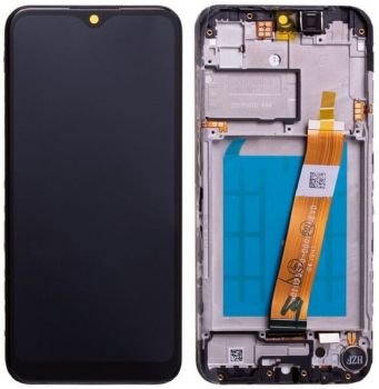 Дисплей Samsung A015 (SM-A015F, SM-A015F/DS) Galaxy A01 с сенсором (тачскрином) черный с рамкой Оригинал