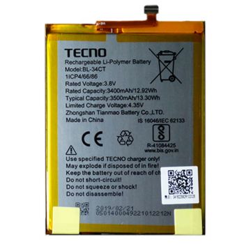 Аккумулятор (батарея) Tecno Spark 3 KB7, Spark 3 Pro KB8 BL-34CT 3500mAh Оригинал