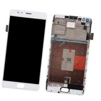 Дисплей OnePlus 3 A3000, A3003, OnePlus 3T A3010 с сенсором (тачскрином) белый с рамкой TFT