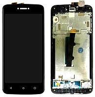Дисплей (LCD) Motorola XT1750 Moto C с сенсором черный + рамка Оригинал
