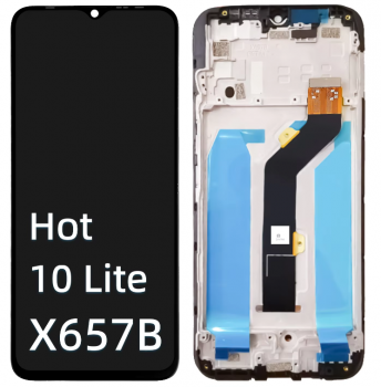 Дисплей Infinix Hot 10 Lite X657B, Smart 5 X657, X657C с сенсором (тачскрином) черный с рамкой Оригинал