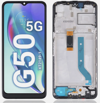 Дисплей Motorola XT2149, XT2149-1 Moto G50 5G с сенсором (тачскрином) черный с рамкой