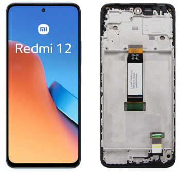 Дисплей Xiaomi Redmi 12 23053RN02A с сенсором (тачскрином) черный с рамкой Оригинал