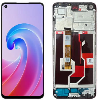 Дисплей Oppo A96 CPH2333 с сенсором (тачскрином) черный с рамкой Оригинал