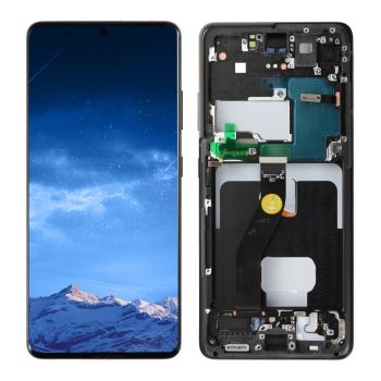 Дисплей Samsung G998 (SM-G998B, SM-G998B/DS) Galaxy S21 Ultra с сенсором (тачскрином) черный с рамкой OLED